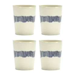 Sale Serax Ottolenghi Feast tea cup 33 cl 4-pack, stripes-blue White