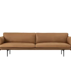 Sofas^Muuto Outline 3-seater sofa leather, Cognac-black leg Brown