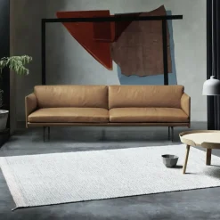 Sofas^Muuto Outline 3-seater sofa leather, Cognac-black leg Brown