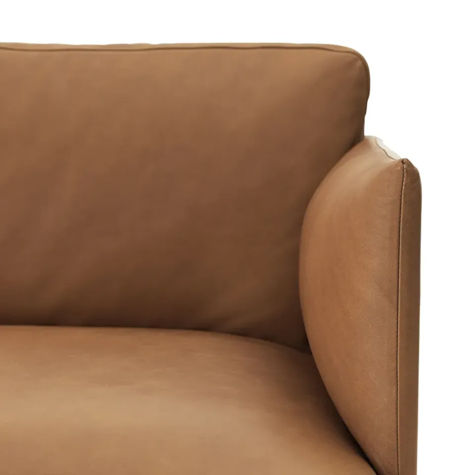 Sofas^Muuto Outline 3-seater sofa leather, Cognac-black leg Brown