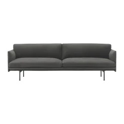 Best Muuto Outline 3-seater sofa leather, Grace leather Camel-black legs Grey