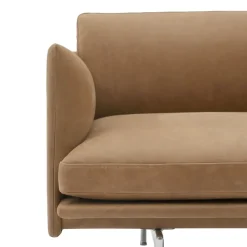 Outlet Muuto Outline 3.5-seater sofa polished aluminum, Grace leather Camel Brown