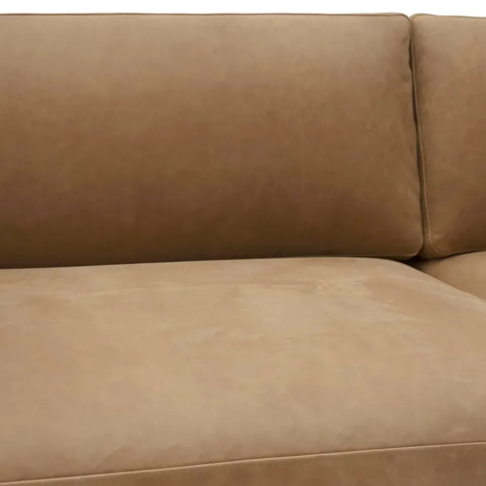 Outlet Muuto Outline 3.5-seater sofa polished aluminum, Grace leather Camel Brown