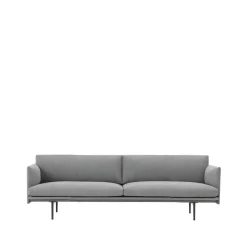 Discount Muuto Outline sofa 3-seat fabric, Fabric fiord 151 . black leg Grey