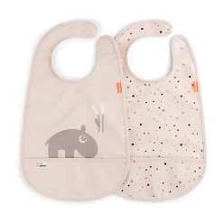 Bibs^Done by deer Ozzo bibs with Velcro 2-pack, Powder Beige