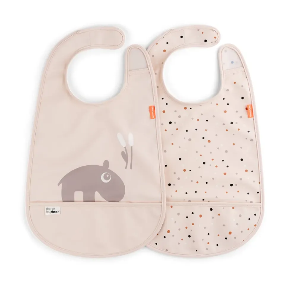 Bibs^Done by deer Ozzo bibs with Velcro 2-pack, Powder Beige