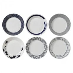 New Royal Doulton Pacific deep plate 6 pieces, 22 cm GreyWhite