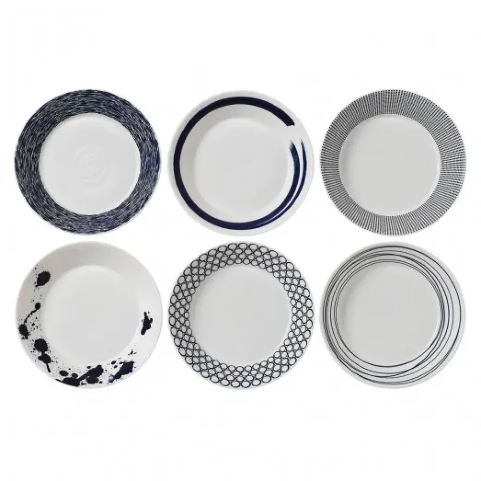 New Royal Doulton Pacific deep plate 6 pieces, 22 cm GreyWhite