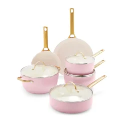 Clearance GreenPan Padova casserole and frying pan set 10 parts, Blush Pink