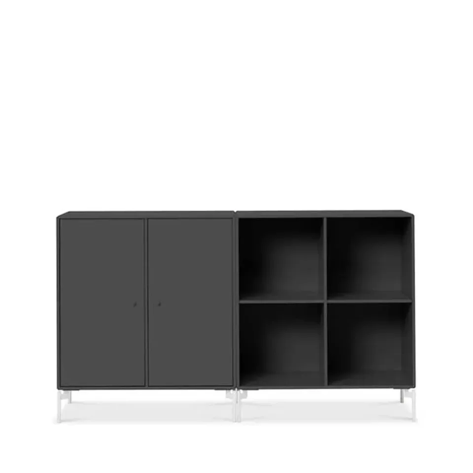 Dressers & Sideboards|Dressers & Sideboards^Montana Pair side table, Anthracite 04, white lacquered legs Grey