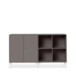 Dressers & Sideboards|Dressers & Sideboards^Montana Pair side table, Coffee 35, white lacquered legs Brown