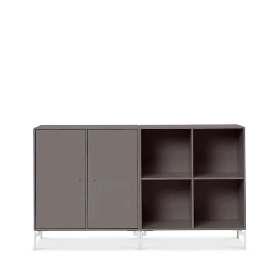 Dressers & Sideboards|Dressers & Sideboards^Montana Pair side table, Coffee 35, white lacquered legs Brown