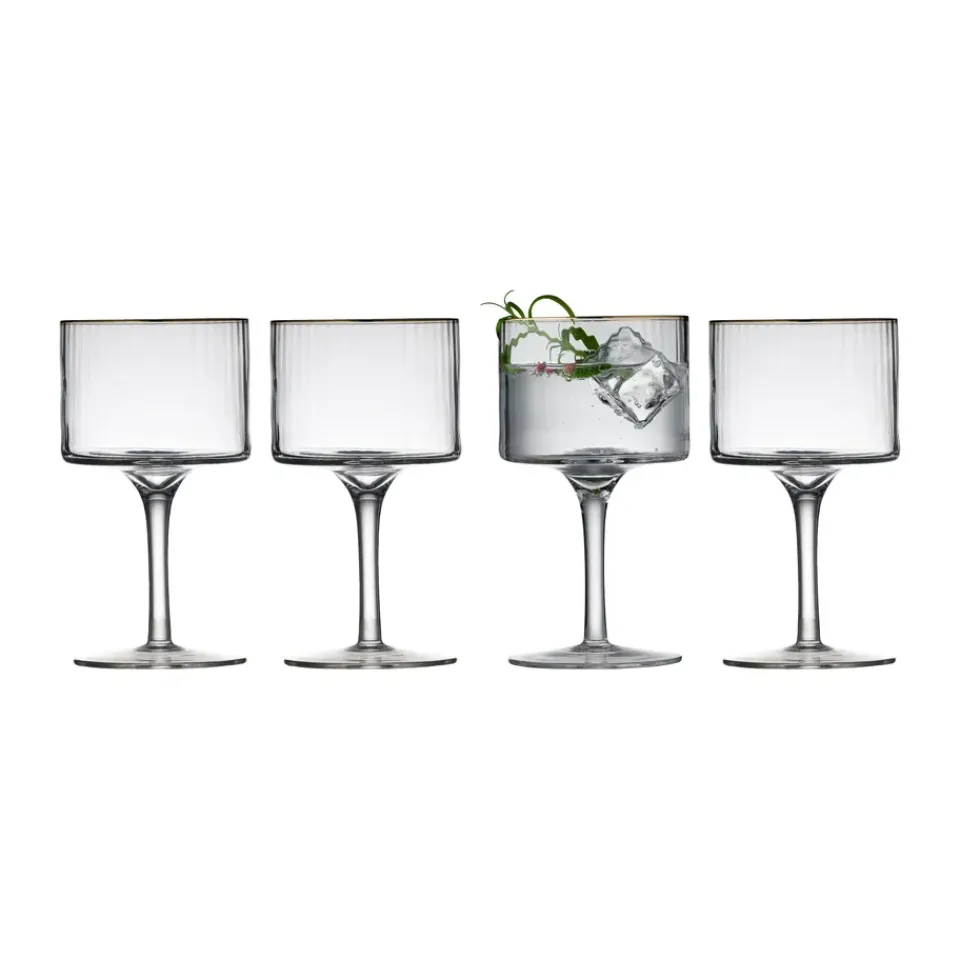 Online Lyngby Glas Palermo Gold gin & tonic glass 32 cl 4-pack, Clear-gold TransparentGold-coloured