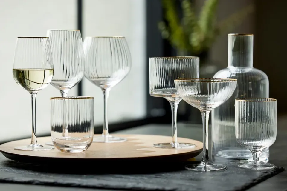 Online Lyngby Glas Palermo Gold gin & tonic glass 32 cl 4-pack, Clear-gold TransparentGold-coloured