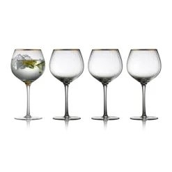 Cocktail & Martini Glasses|Long Drink & Highball Glasses^Lyngby Glas Palermo Gold gin & tonic glass 65 cl 4-pack, Clear-gold TransparentGold-coloured