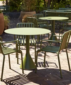 Table For Outdoor Use^HAY Palissade Cone round coffee table, Olive, ø90 Green