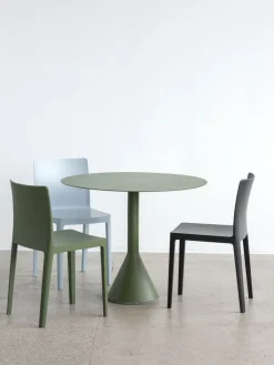 Table For Outdoor Use^HAY Palissade Cone round coffee table, Olive, ø90 Green