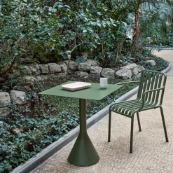 Balcony Furniture|Table For Outdoor Use^HAY Palissade Cone square coffee table 65x65 cm, Olive Green