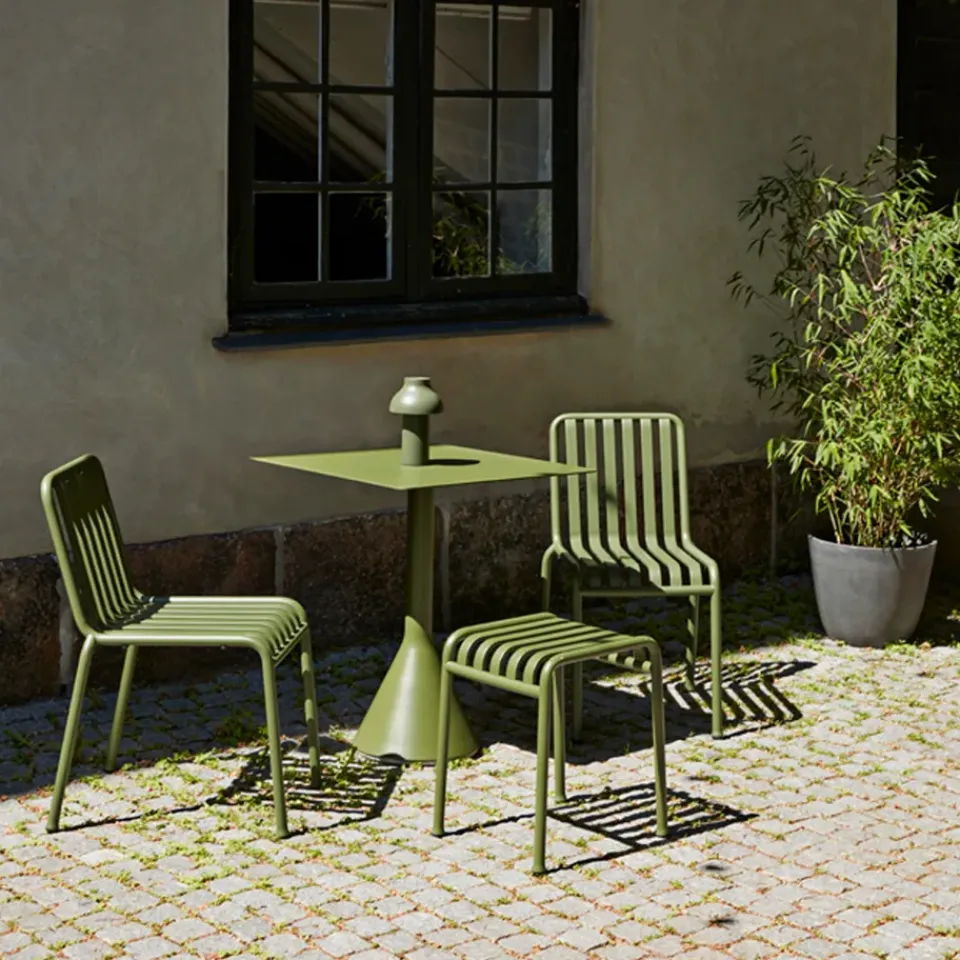 Balcony Furniture|Table For Outdoor Use^HAY Palissade Cone square coffee table 65x65 cm, Olive Green