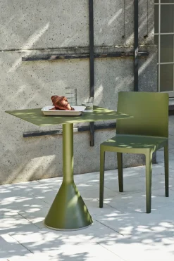 Balcony Furniture|Table For Outdoor Use^HAY Palissade Cone square coffee table 65x65 cm, Olive Green