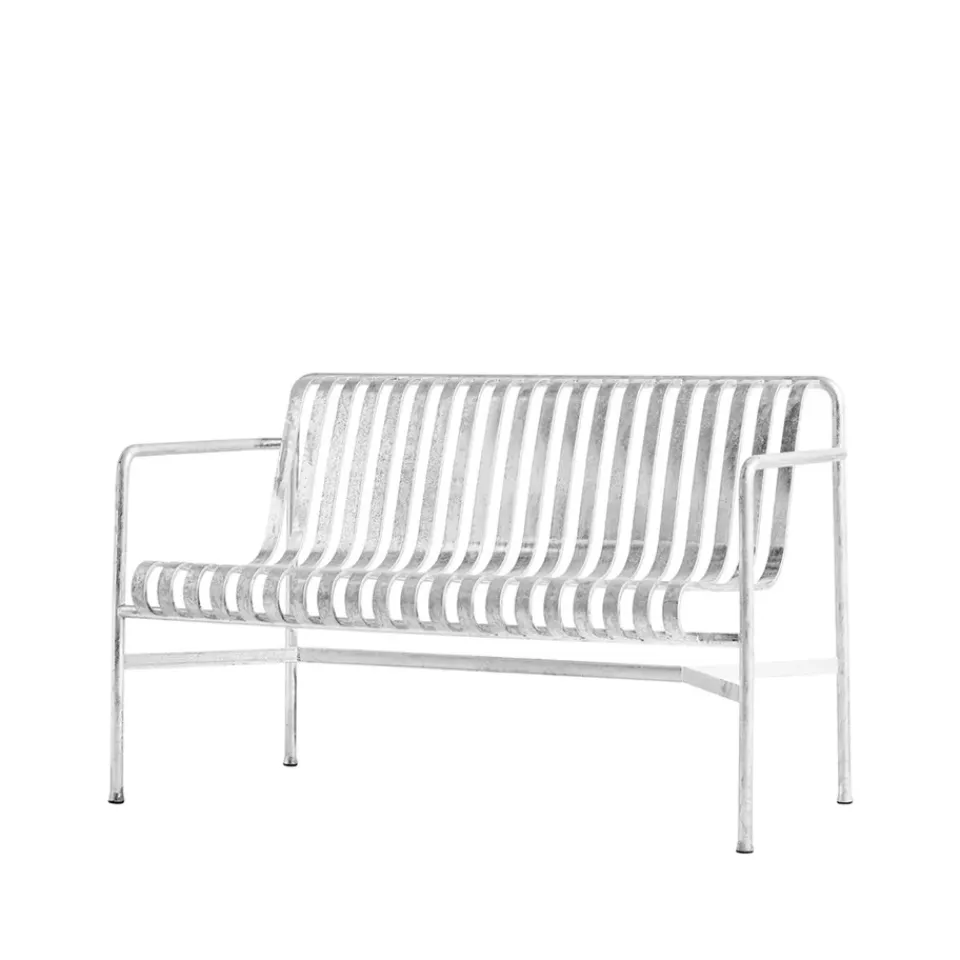 Garden Sofas & Garden Benches^HAY Palissade Dining bench with armrests, Hot galvanized Silver-coloured