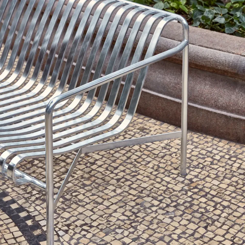 Garden Sofas & Garden Benches^HAY Palissade Dining bench with armrests, Hot galvanized Silver-coloured