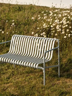 Garden Sofas & Garden Benches^HAY Palissade Dining bench with armrests, Hot galvanized Silver-coloured