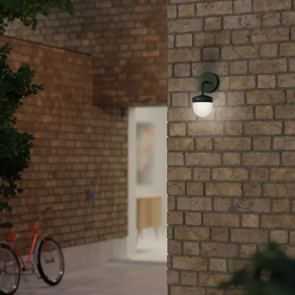 Wall Lights^Noon Pan wall lamp frosted 10 cm, British racing Green