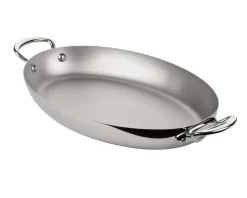 Frying Pans & Skillets^Mauviel Pan with 2 handles oval Cook Style 30 cm, Steel Silver-coloured