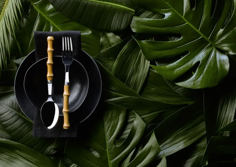 Online SABRE Paris Panda fork, Stainless steel-bamboo Silver-colouredBeige