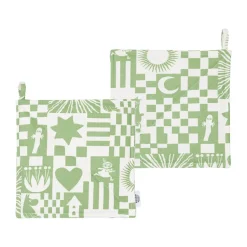 Discount Moomin Arabia Party Moomin pot holder 22x22 cm 2-pack, Green Multi