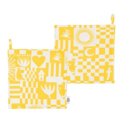 Oven Mitts, Gloves & Pot Holders^Moomin Arabia Party Moomin pot holder 22x22 cm 2-pack, Yellow Multi