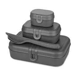 Lunch Boxes & Food Containers^Koziol Pascal Ready Set 3x lunch box and cutlery, Natural ash Grey