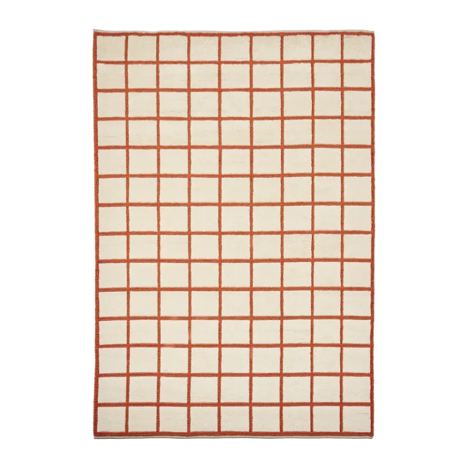 Sale Scandi Living Pasture wool rug natural white/rust, 200x300 cm WhiteOrange