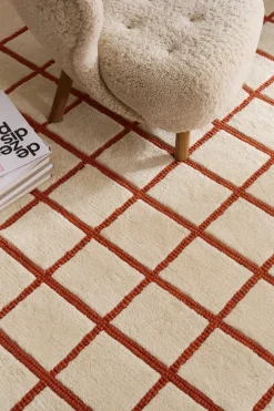 Sale Scandi Living Pasture wool rug natural white/rust, 200x300 cm WhiteOrange