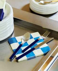 Paper Napkins^HAY Pattern Lunch Check napkin 33x33 cm 20-pack, Off white-blue M WhiteBlue