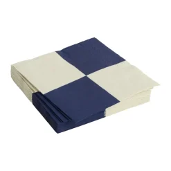 Hot HAY Pattern Lunch Check napkin 33x33 cm 20-pack, Off white-dark blue L WhiteBlue