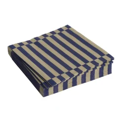 Paper Napkins^HAY Pattern Lunch Stripe napkin 33x33 cm 20-pack, Dark blue-dark sand pillar BlueBeige