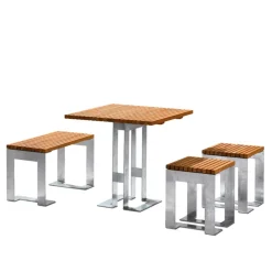 Garden Sofas & Garden Benches^SMD Design Paus bench, Oak. galvanised stand Beige