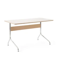 Desks^&Tradition Pavilion AV16 desk, Mushroom linoleum, lacquered oak, chrome legs Brown