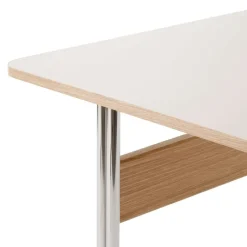Desks^&Tradition Pavilion AV16 desk, Mushroom linoleum, lacquered oak, chrome legs Brown