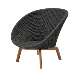 Outlet Cane-line Peacock Rope lounge armchair, Dark , teak legs Grey