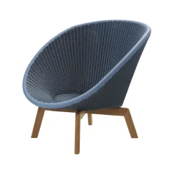 Outdoor Lounge Furniture^Cane-line Peacock Weave lounge chair, Midnight/dusty , legs in teak Blue