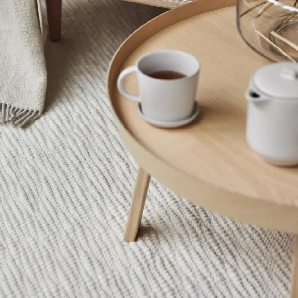 Scandi Living Pebble wool carpet , 170x240 cm White