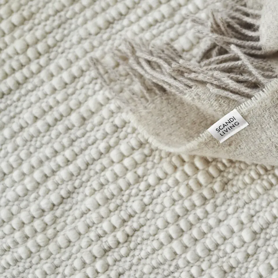 Scandi Living Pebble wool carpet , 170x240 cm White