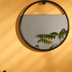 Round Mirrors^Northern Peek mirror round, 40 cm Black