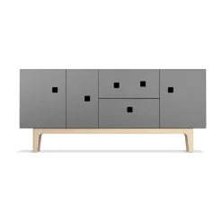 T.V & Media Units|T.V & Media Units^Zweed Peep M2 media bench, Slate . White pigmented oak Grey