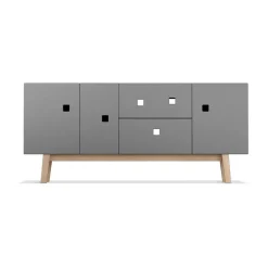 T.V & Media Units|T.V & Media Units^Zweed Peep M2 media bench, Slate . retro. oak stand Grey