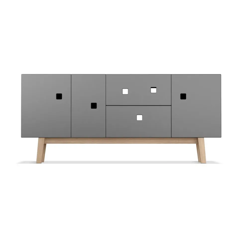 T.V & Media Units|T.V & Media Units^Zweed Peep M2 media bench, Slate . retro. oak stand Grey