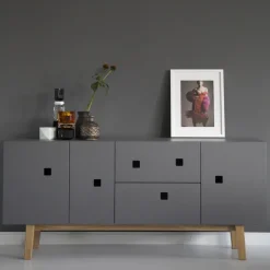 T.V & Media Units|T.V & Media Units^Zweed Peep M2 media bench, Slate . retro. oak stand Grey